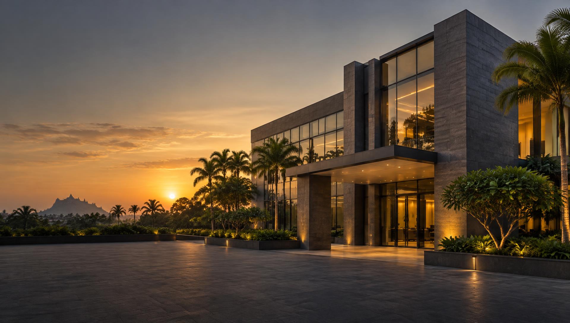 Architectural illustration of a contemporary building